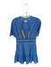 Saylor Size S Blue & Tan Nylon Short Sleeve Lace Overlay Open Back Dress Blue & Tan / S
