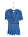 Saylor Size S Blue & Tan Nylon Short Sleeve Lace Overlay Open Back Dress Blue & Tan / S