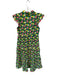TCEC Size S Green & Pink Cotton Short Sleeve Botanical Scallop Detail Dress Green & Pink / S