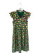 TCEC Size S Green & Pink Cotton Short Sleeve Botanical Scallop Detail Dress Green & Pink / S
