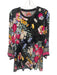 Johnny Was Size Large Black, Pink, Yellow Viscose Blend Long Sleeve Floral Top Black, Pink, Yellow / Large