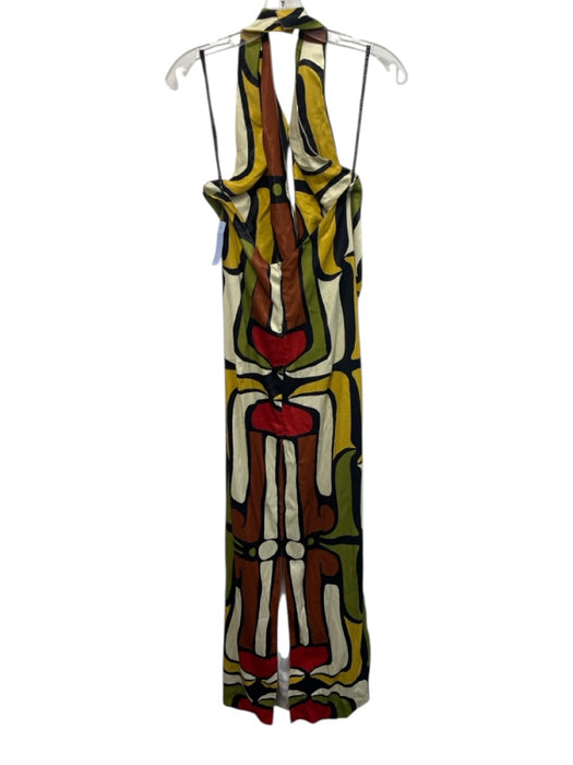 Cala de la Cruz Size XS yellow, green, brown Viscose Sleeveless Side Slit Dress yellow, green, brown / XS