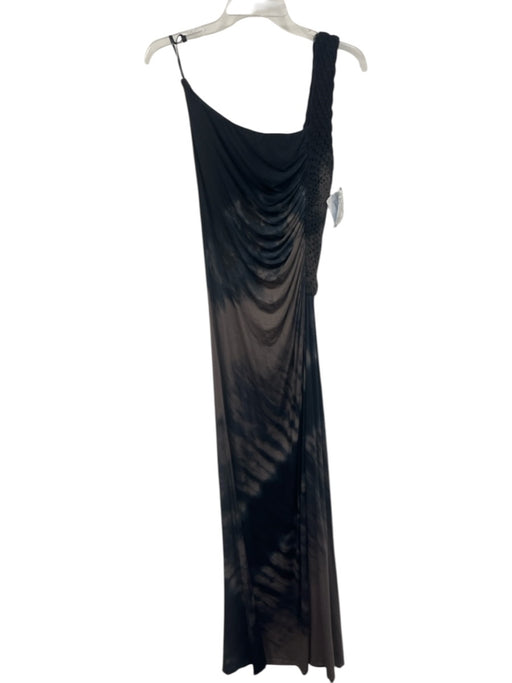 Sky Size Large Navy Blue & Brown Rayon Blend Sleeveless Tie Dye Maxi Dress Navy Blue & Brown / Large