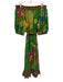 Farm Rio Size Large Green, Pink, Blue Linen Blend Short Puff Sleeve Maxi Dress Green, Pink, Blue / Large