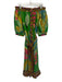 Farm Rio Size Large Green, Pink, Blue Linen Blend Short Puff Sleeve Maxi Dress Green, Pink, Blue / Large