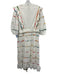 Farm Rio Size Large White & Multi Cotton Short Puff Sleeve Mixed Print Dress White & Multi / Large