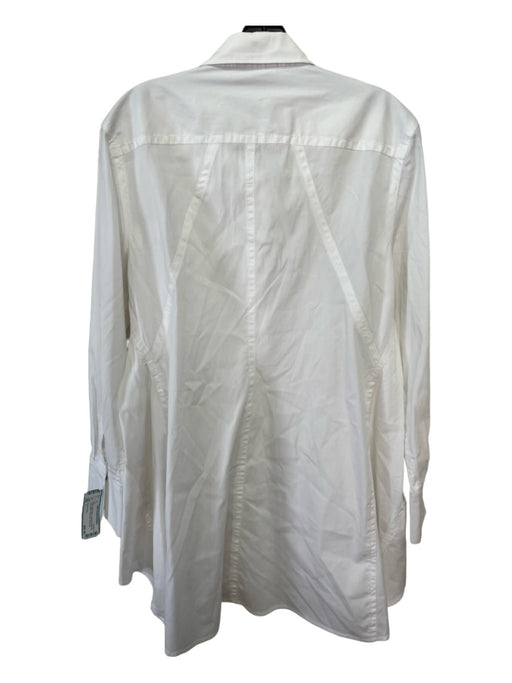 Donna Karan Size L White Cotton Blend Collared Button Up Long Sleeve Top White / L