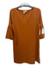 Moth Size L Orange Rayon Blend Round Neck 3/4 Trumpet Sleeve Shift Dress Orange / L