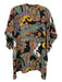 Johnny Was Jade Size L Black & Multi Silk Abstract Floral Button Front Top Black & Multi / L