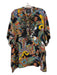 Johnny Was Jade Size L Black & Multi Silk Abstract Floral Button Front Top Black & Multi / L