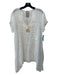 Johnny Was Size L White Curpo Embroidered U Neck Drop Shoulder Scalloped Hem Top White / L