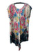 Johnny Was Size L Gray Beige & Multi Silk Floral V Neck Drop Shoulder Top Gray Beige & Multi / L