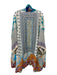 Johnny Was Size L White Blue & Multi Silk Floral Long Sleeve Tie Detail Cardigan White Blue & Multi / L