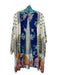 Johnny Was Size L White Blue & Multi Silk Floral Long Sleeve Tie Detail Cardigan White Blue & Multi / L