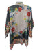 Johnny Was Size L Black White & Multi Silk Collared Button Up 3/4 Sleeve Top Black White & Multi / L