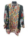 Johnny Was Size L Black White & Multi Silk Collared Button Up 3/4 Sleeve Top Black White & Multi / L