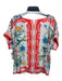 Maeve Size XL White Red Green Viscose Floral Square Neck Short Sleeve Border Top White Red Green / XL