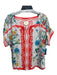 Maeve Size XL White Red Green Viscose Floral Square Neck Short Sleeve Border Top White Red Green / XL