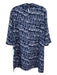 H Halston Size XL Navy & Blue Polyester Mock Neck Printed 1/2 sleeve Shift Dress Navy & Blue / XL