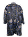 Blank London Size L Black & Blue Print Viscose Knee Length Open Front Coat Black & Blue Print / L