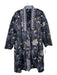 Blank London Size L Black & Blue Print Viscose Knee Length Open Front Coat Black & Blue Print / L