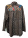 Johnny Was Workshop Size L Brown & Multi Cotton Half Bow Embroidered Tunic Top Brown & Multi / L