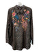 Johnny Was Workshop Size L Brown & Multi Cotton Half Bow Embroidered Tunic Top Brown & Multi / L