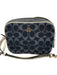 Coach Navy & white Leather & Canvas Zip Close Monogram Logo Crossbody Strap Bag Navy & white / Small
