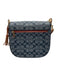 Coach Navy Blue & Brown Leather & Canvas Flap Monogram Gold Hardware Tassel Bag Navy Blue & Brown / Medium