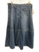 Holding Horses Size 14 Medium Wash Cotton Denim Back Zip Patch Pocket Midi Skirt Medium Wash / 14