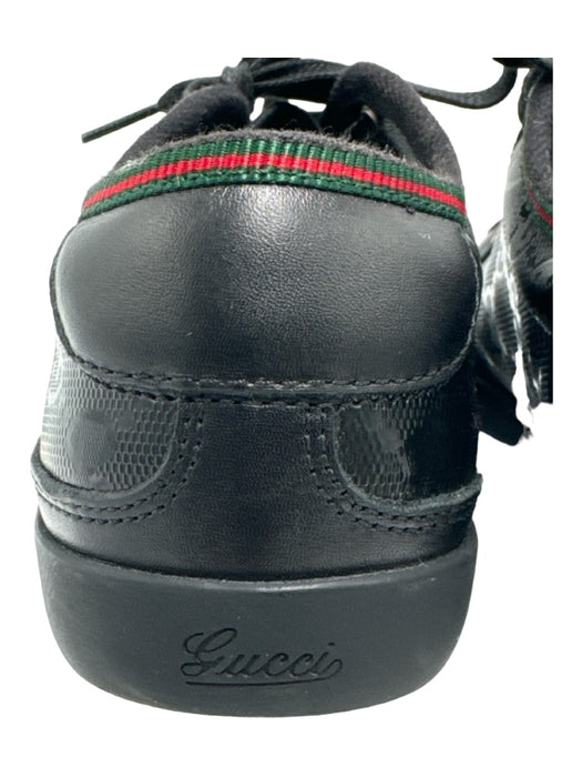 Gucci Shoe Size 35 Black, Red, Green Leather & Canvas Lace Up Low Top Sneakers Black, Red, Green / 35