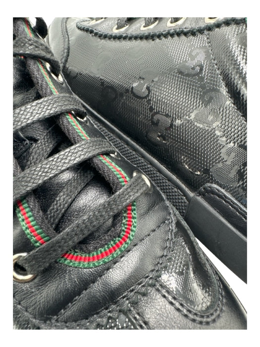 Gucci Shoe Size 35 Black, Red, Green Leather & Canvas Lace Up Low Top Sneakers Black, Red, Green / 35