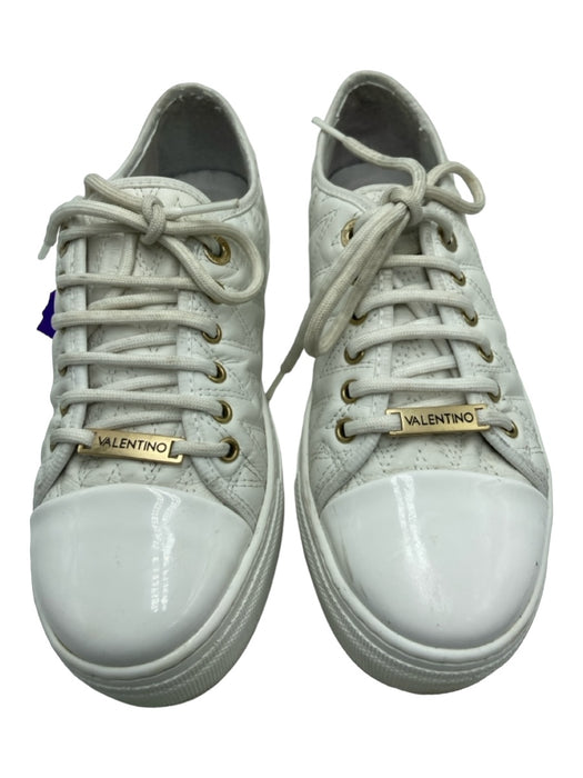 Valentino by Mario Valentino Shoe Size 6.5 White Leather Lace Up Sneakers White / 6.5