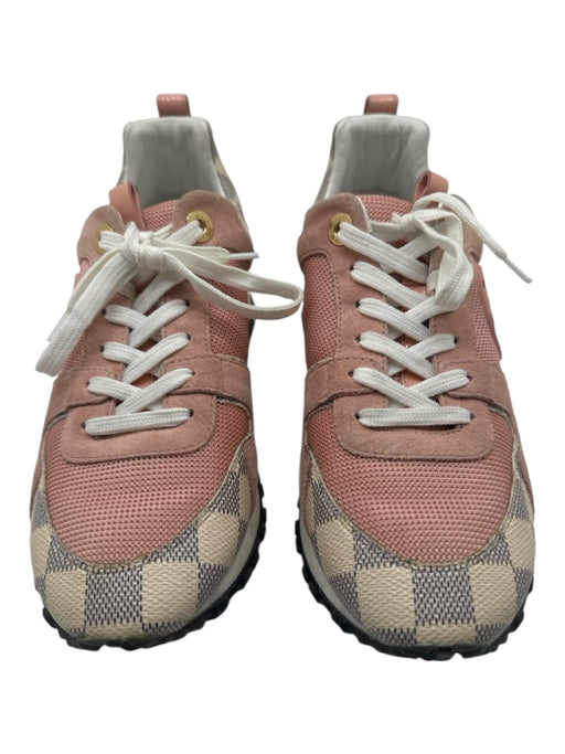 Louis Vuitton Shoe Size 36.5 Pink & White Leather & Synthetic Lace Up Sneakers Pink & White / 36.5