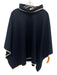 Tuckernuck Navy Blue & White Polyester & Rayon Pleather Trim Fold Collar Poncho Navy Blue & White / One Size