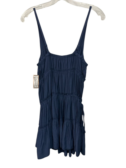 Ramy Brook Size S Dark Blue Polyester Spaghetti Strap Tiered Ruffle Mini Dress Dark Blue / S