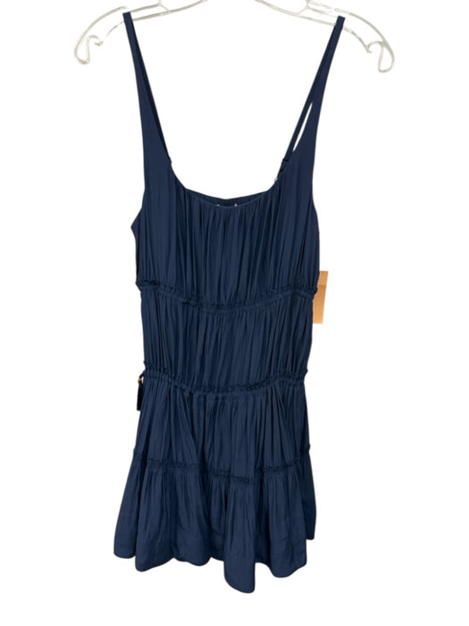 Ramy Brook Size S Dark Blue Polyester Spaghetti Strap Tiered Ruffle Mini Dress Dark Blue / S