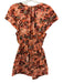 A.L.C. Size 4 Orange, Black, Green Cotton Cap Sleeve Abstract Print V Neck Dress Orange, Black, Green / 4
