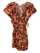 A.L.C. Size 4 Orange, Black, Green Cotton Cap Sleeve Abstract Print V Neck Dress Orange, Black, Green / 4