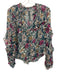 Veronica Beard Size 6 Green, Purple, Blue Silk Micropleat Crinkle Sheer Top Green, Purple, Blue / 6