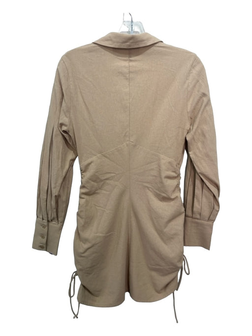 Sovere / Size S Beige Cotton Collared Button Up Long Sleeve Cinch Sides Dress Beige / S