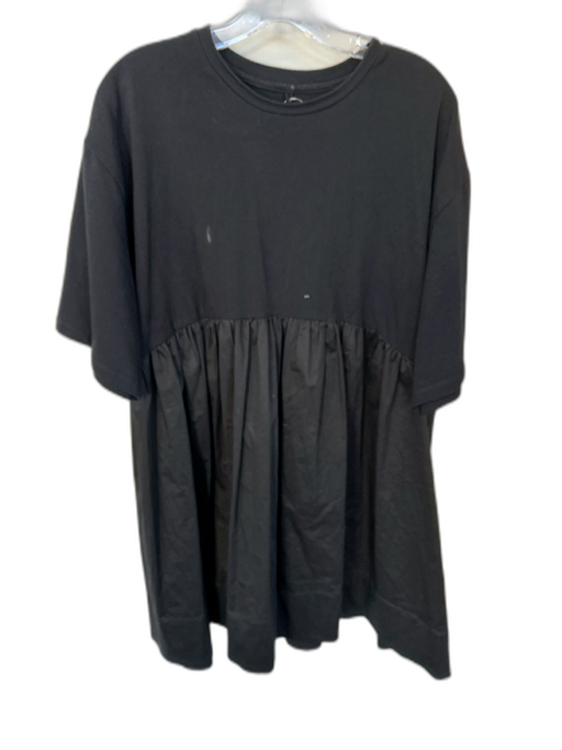 Cynthia Rowley Size M Black Cotton Blend Short Sleeve Front Pockets Dress Black / M