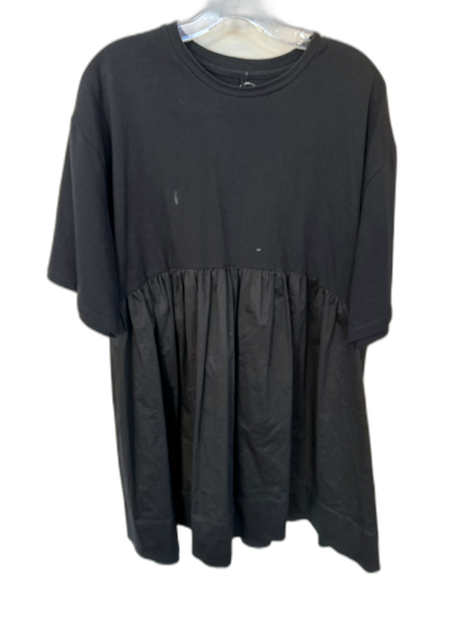 Cynthia Rowley Size M Black Cotton Blend Short Sleeve Front Pockets Dress Black / M