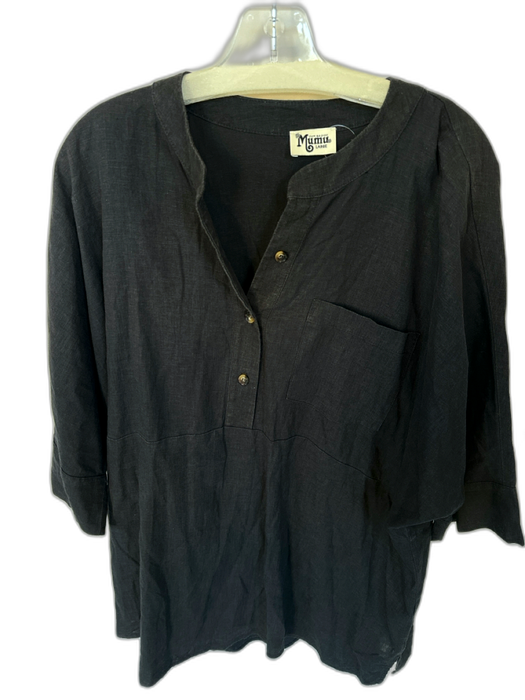 Show Me Your Mumu Size L Black Linen Long Sleeve Buttons Dress Black / L