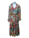 Zimmermann Size 3/L Blue Orange & Multi Polyester Blend Abstract Geometric Dress Blue Orange & Multi / 3/L