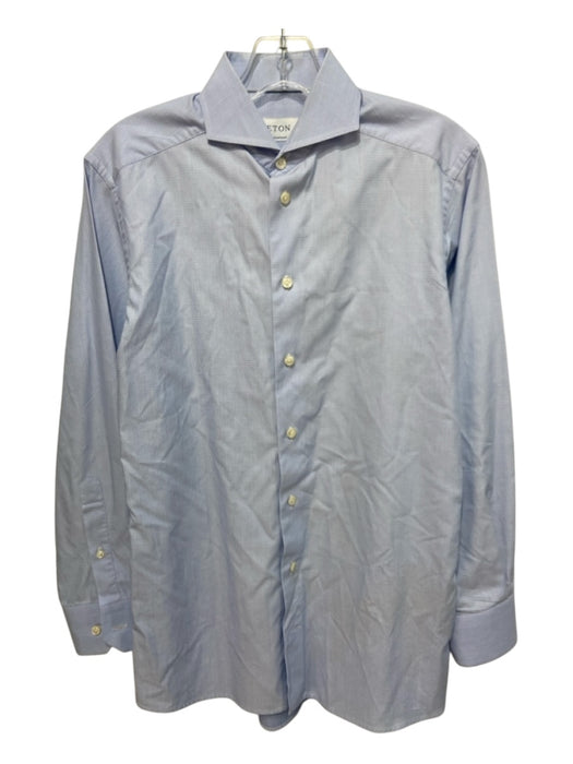 Eton Size 14.5 Light Blue & White Cotton Blend Micro Men's Long Sleeve Shirt 14.5