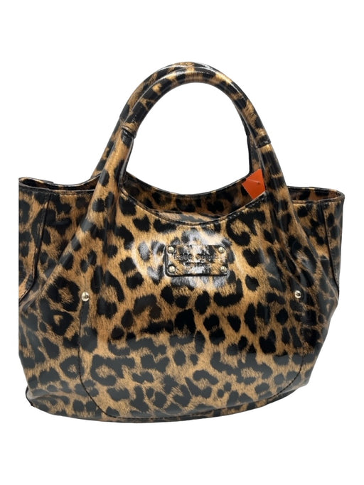 Kate Spade Brown & Beige Patent Cheetah Handbag Magnetic Close Gold Hardware Bag Brown & Beige / L