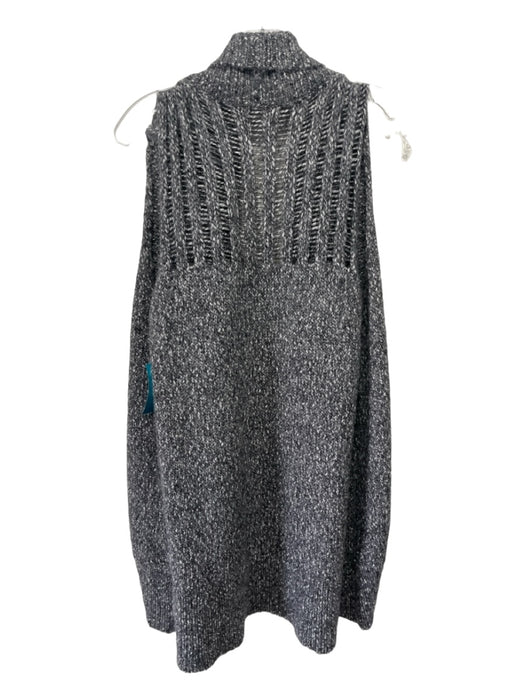 Karen Millen Size M Gray & Black Cotton Blend Knit Speckled Sleeveless Cardigan Gray & Black / M