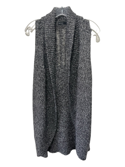 Karen Millen Size M Gray & Black Cotton Blend Knit Speckled Sleeveless Cardigan Gray & Black / M