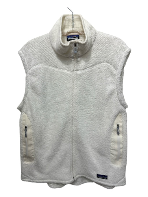 Patagonia Size XL Off White Polyester Sherpa Fleece Mock Neck Zip Up Vest Off White / XL